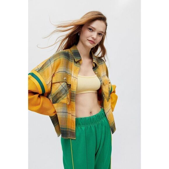 Urban Outfitters BDG Yellow Caleb Sporty Shirt Size M - Picture 2 of 9